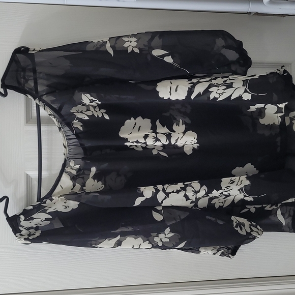 Tops - Silky cold shoulder sheer top